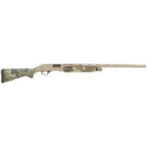 Winchester 512434391 SXP Hybrid Hunter Full Size 12 Gauge Pump 3 in 4+1 26 in FDE Perma-Cote Back-Bored Vent Rib Barrel, FDE Perma-Cote Aluminum Receiver, Woodland Camo Synthetic Stock Right Hand, Shotgun