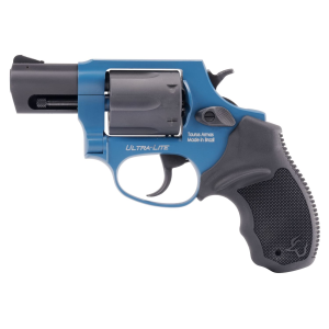 Taurus Model 856, Double Action, Metal Frame Revolver, Small Frame, 38 Special +P, 2 in Barrel, Steel, Matte Finish, Sky Blue and Black, Rubber Grips, Fixed Sights, 6 Rounds 2-85621ULC23