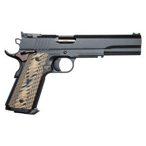 Dan Wesson 01853 Kodiak 10mm Auto 8+1 6.03 in Stainless Bull Barrel, Tri-Tone Black Serrated Stainless Steel Slide, Tri-Tone Black Stainless Steel Frame w/Beavertail & Picatinny Rail, Brown G10 Grip, Pistol - Dan Wesson