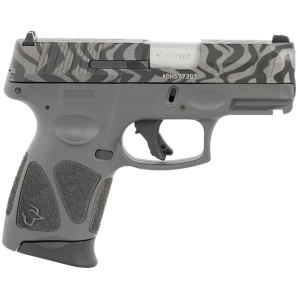 Taurus 1-G3C931G-ZEB G3c 9mm Luger Caliber with 3.20 in Barrel, 12+1 Capacity, Black Finish Picatinny Rail Frame, Serrated Gray Steel Zebra Cerakote Striped Slide & Polymer Grip Includes 3 Mags