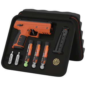 Byrna Technologies SK68300_ORN_PEPPER SD Kinetic Kit CO2 .68 Cal 5rd, Orange Polymer, Rubber Honeycomb Grip, C02 15 Projectiles Included - Byrna