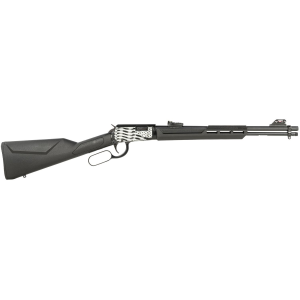 Rossi RL22181SYEN11 Rio Bravo Lever Action 22 LR 15+1 18 in Round Barrel, Black, Polished US Flag Engraved Rec, Synthetic Stock, Fiber Optic Sights, Rifle