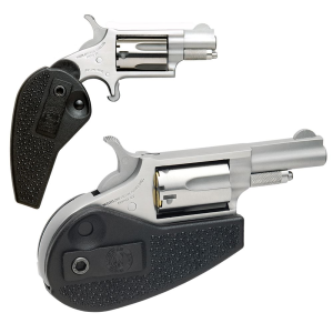 North American Arms 22MHG Mini-Revolver 22 WMR 5 Shot 1.63 Barrel, Overall Stainless Steel Finish, Black Synthetic Holster Grip