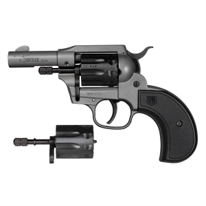 Diamondback Firearms Birdshead Sidekick, Double Action/Single Action, Metal Frame Revolver, 22 LR/22 WMR, 3 in Barrel, Zinc, Cerakote Finish, Dark Gray, Black Cylinder, Checkered Glass Filled Nylon Gr
