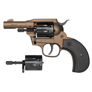 Diamondback Firearms Birdshead Sidekick, Double Action/Single Action, Metal Frame Revolver, 22 LR/22 WMR, 3 in Barrel, Zinc, Cerakote Finish, Midnight Bronze, Black Cylinder, Checkered Glass Filled Ny