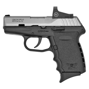 SCCY CPX-2, Double Action Only, Semi-automatic, Polymer Frame Pistol, Compact, 9MM, 3.1 in Barrel, Satin Slide, Black Frame, 10 Rounds, Crimson Trace Red Dot Sight, 2 Magazines CPX-2TTRD