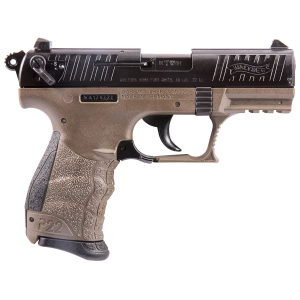Walther Arms 5120363 P22 *CA Compliant 22 LR 10+1 3.42 in Black Steel Barrel, Matte Black Tenifer Serrated Slide, FDE Polymer Frame w/Picatinny Rail, Black w/Interchangeable Backstrap Grip, Pistol