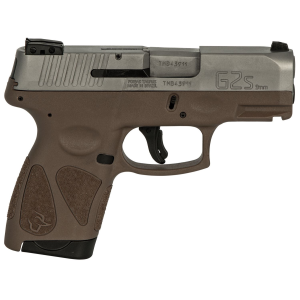 Taurus 1-G2S939B G2S Compact Frame 9mm Luger 7+1 3.26 Matte Stainless Steel Barrel, Black Stainless Steel Serrated Slide, Brown Polymer Frame w/Accessory Rail, Black Polymer Grip