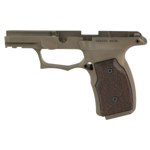 Sharps Bros. Grip Module, Fits Sig P365/XL/X/X Macro with No Manual Safety, Anodized Finish, Flat Dark Earth, Includes Wenge Wood Grips SBGM04 - Sharps Bros