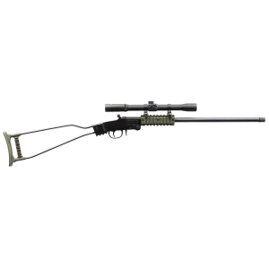 CHIAPPA Firearms 500232 Little Badger 22 Lr 1rd 16.50in Steel Barrel, Alloy Frame, Blued Metal Finish, Olive Drab Green Wire Stock, Quad Picatinny Rail Forward Of Receiver, Includes 4x20mm Scope