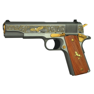 Colts Manufacturing 1911C, TALO, Semi-auto, 1911, Full Size, 45 APC, 5 in, 7Rd, Steel, Limited Edition, One Of 500, Spirit Of America Edition, Bright Brushed Finished And 24kt Gold Plated Barrel Bushi