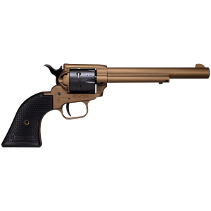 Heritage Mfg SRR22A6 Rough Rider 22 LR 6 Shot, 6.50 in Burnt Bronze Cerakote Steel Barrel & Frame, Black Satin Cylinder, Black Polymer Grip, Hammer/Thumb Safety, Exposed Hammer , Revolver