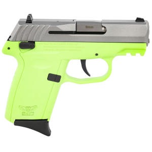 SCCY Industries CPX1TTLGG3 CPX-1 Gen3 9mm Luger 10+1 3.10 in Lime Green Polymer w/Picatinny Rail Serrated SS Slide Lime Green Polymer Grip, Pistol