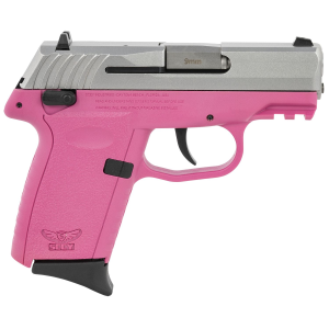SCCY Industries CPX1TTPKG3 CPX-1 Gen3 9mm Luger Caliber with 3.10 in Barrel, 10+1 Capacity, Pink Finish Picatinny Rail Frame, Serrated Stainless Steel Slide & Polymer Grip, Pistol