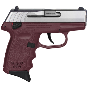 SCCY Industries CPX-4 380 ACP Caliber with 2.96 in Barrel, 10+1 Capacity, Crimson Red Finish Frame, Serrated Stainless Steel Slide, Finger Grooved Polymer Grip & Manual Thumb Safety