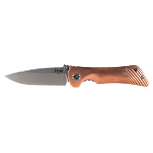 Southern Grind SG06030014 Spider Monkey 3.25 in Folding Drop Point Plain Satin S35VN SS Blade/ Titanium/Copper Handle Includes Pocket Clip