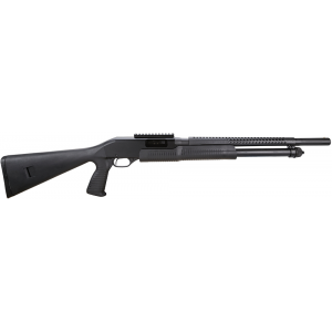 SAVAGE Stevens 320 Pump Security Shotgun 19496, 12 Gauge, 18.5 In, 3 In Chmbr, Blk Synthetic Stock W/pistol Grip, Blued Matte Finish, Heat Shield, 4+1