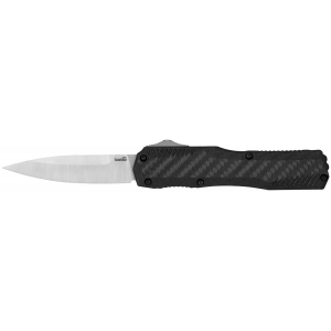 Kershaw 9000CF Livewire 3.35 in OTF Dagger, Plain Black PVD CPM MagnaCut Steel Blade, Black Anodized Aluminum Handle