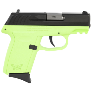 SCCY Industries CPX2CBLGG3 CPX-2 Gen3 9mm Luger Caliber with 3.10 in Barrel, 10+1 Capacity, Lime Green Finish Picatinny Rail Frame, Serrated Black Nitride Stainless Steel Slide, Polymer Grip & No Manual Thumb Safety, Pistol