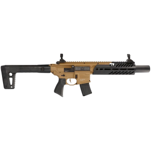 Sig Sauer Airguns AIRMCXCANEBRAKE MCX Canebrake Air CO2 (Not Included) 177 Pellet 30rd, FDE Metal Rec, Removable Fixed Black Synthetic Stock, Flat Trigger, Flip-Up Sights