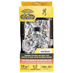 Browning Trail Cameras DWPSVZW Defender Pro Scout Verizon Camo 18MP Resolution SD Card Slot/Up to 512GB Memory Features .25 in-20 Tripod Socket