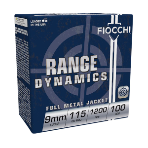 Fiocchi 9ARD100 Range Dynamics 9mm Luger 115 gr Full Metal Jacket 100 Per Box/ 10 Cs - Fiocchi