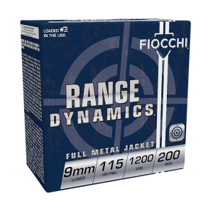 Fiocchi 9ARD Range Dynamics 9mm Luger 115 gr Full Metal Jacket 200 Per Box/ 5 Cs - Fiocchi