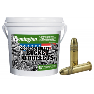 Remington Ammunition 21231 Golden Bullet Bucket O Bullets 22 LR 36 gr Plated Hollow Point 1400 Per Box/ 4 Cs