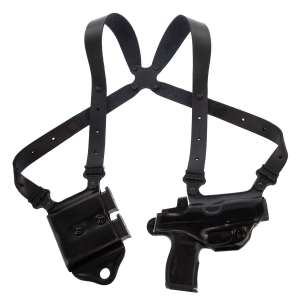 Galco MCII224B Miami Classic II Shoulder System Size Fits Chest Up To 56 in Black Leather Compatible w/Glock 17 Gen1-5/19 Gen1-5/22 Gen2-5 Right Hand