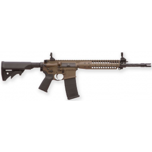 LWRC M6 IC SPR Gas Piston Carbine ICR5PBC14PSPR, 5.56 NATO, 14.7 in Spiral Fluted BBL, LWRCI Stock, Skirmish Folding Sights, 12 in Modular Rail, Patriot Brown Finish, 30 Rds