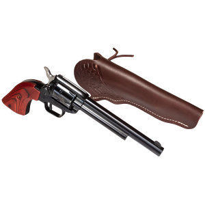 Heritage Mfg RR22B6LHOL Rough Rider 22 LR 6 Shot 6.50 in Black Oxide Barrel, Frame Cylinder, Cocobolo Grips Features Hunter Debossed Leather Holster