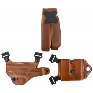 Galco MCII653 Miami Classic II Shoulder System Size Fits Chest Up To 56 in Tan Leather Compatible w/S&W M&P Shield/Glock 43/43X/Springfield Hellcat Pro Left Hand