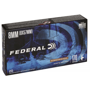 Federal 8A Power-Shok 8mm Mauser 170 gr Jacketed Soft Point 20 Per Box/ 10 Cs