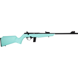Rossi RB22 Compact 22 LR 10+1, 16 Matte Black Button Rifled Free Floating Steel Barrel, Matte Black Stainless Steel Receiver, Cyan Monte Carlo Stock, Right Hand, Rimfire Rifle