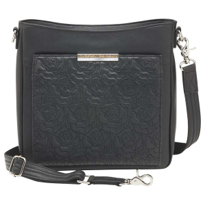 Gun Tote'n Mamas/Kingport GTM98LMBBK Slim X-Body Embroidered Black Lambskin Includes Standard Holster