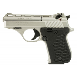 Phoenix Arms HP5ANB HP 25 ACP 10+1 3 Vent Rib Barrel, Overall Satin Nickel Finish, Serrated Slide & Steel Frame, Black Polymer Grip CA approved