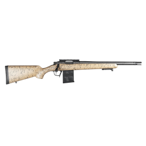 Christensen 8010635700 Ridgeline Scout Full Size 450 Bushmaster 4+1 16 Black Nitride Steel Threaded Barrel, Integral Scope Base Aluminum Receiver, Tan w/Black Webbing Fixed Sporter Carbon Fiber Stock, Right Hand, Rifle - Christensen Arms