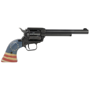 Heritage Mfg RR22B6HBR Rough Rider Betsy Ross 22 LR 6 Shot, 6.50 in Black Steel Barrel, Black Zinc Alloy Frame, Black Cylinder, US Flag Polymer Grip, Hammer/Thumb Safety, Exposed Hammer , Revolver