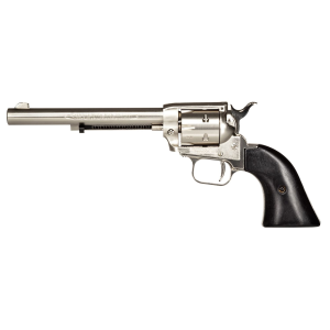 Heritage Rough Rider, Single Action, Revolver, 22LR Only, 6.5 in Barrel, Alloy, Nickel Finish, Nickel, Black Laminate Wood Grips, Fixed Sights, 6 Rounds RR22NI6BW