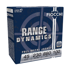Fiocchi 45ARD100 Range Dynamics 45ACP 230gr Full Metal Jacket 100 Per Box/5 Case *Range Pack Centerfire, Handgun Ammunition - Fiocchi