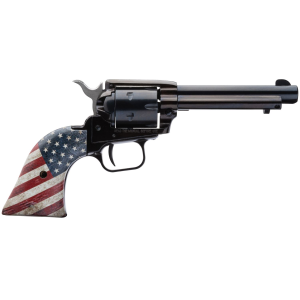 HERITAGE Mfg Rr22b4usflag Rough Rider 22 Lr 6 Shot, 4.75 Black Oxide Steel Barrel, Black Oxide Zinc Alloy Frame, Black Oxide Cylinder, Us Flag Grip Manual Safety, Exposed Hammer, Rimfire Revolver