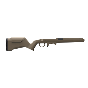 Magpul MAG1354-FDE Hunter Lite Stock FDE Synthetic with Aluminum V-Bedding\t AICS Mag Well\t Integral Swivel Studs\t Cheek Riser & LOP Spacers\t Fits Short Action Savage Axis Up To Medium Palma Barrel Contour