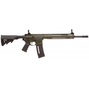 LWRC SIX8 A5 Gas Piston Carbine SIX8A5RODG16, 6.8 SPC, 16.1 in Spiral Fluted BBL, LWRCI Stock, Skirmish Folding Sights, 9 in Quad Rail, OD Green Finish, Adj Gas Block, 30 Rds
