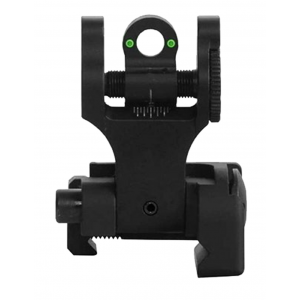 Troy Ind SSIGFBSRTBT00 Tritium Rear Folding BattleSight Round Black Hardcoat Anodized for AR-15 - Troy