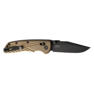 Hogue Deka 3.25 in Folding Clip Point Plain Black Cerakote CPM MagnaCut SS Blade\t FDE Crosshatch Textured GRN Handle\t Includes Pocket Clip