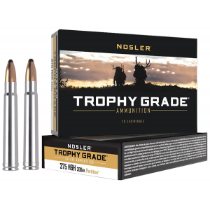 NOSLER 40608 Trophy Grade Safari 375 H&h Mag 300 Gr NOSLER Solid 20 Per Box/ 10 Cs