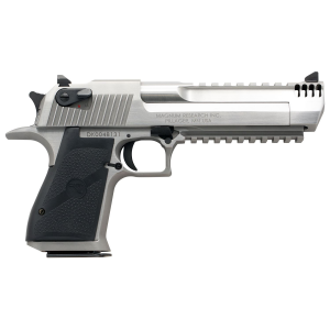 Magnum Research DE429SRMB Desert Eagle Mark XIX 429 DE 7+1 6 in Stainless Steel w/Integral Muzzle Brake & Picatinny Rail Barrel, Serrated Stainless Steel Slide & Frame w/Beavertail & Picatinny Rail, Black Rubber Grip, Safety, Right Hand, Pistol