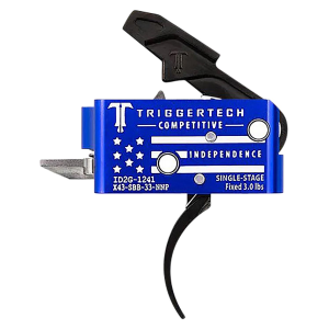 TriggerTech X43SBB33NNP Competitive Independence Pro Curved Two-Stage Trigger, Blue & White Engraved Flag Housing, Fits AR-15 - Triggertech