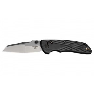 Hogue Deka, Folding Knife, CPM MagnaCut, Stone Tumble Finish, Silver, Plain Modified Wharncliffe Edge, 3.25 in Blade, Black Polyamide Nylon 12 Grips 24369