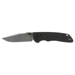 Hogue Deka, Folding Knife, CPM MagnaCut, Stone Tumbled Finish, Silver, Plain Clip Point Edge, 3.25 in Blade, Black Polyamide Nylon 12 Grips 24379